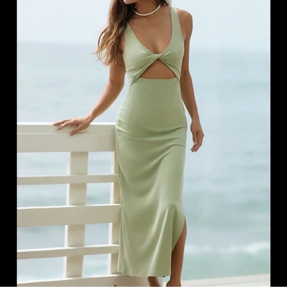 L*Space Nico Cutout Maxi Dress in sage green